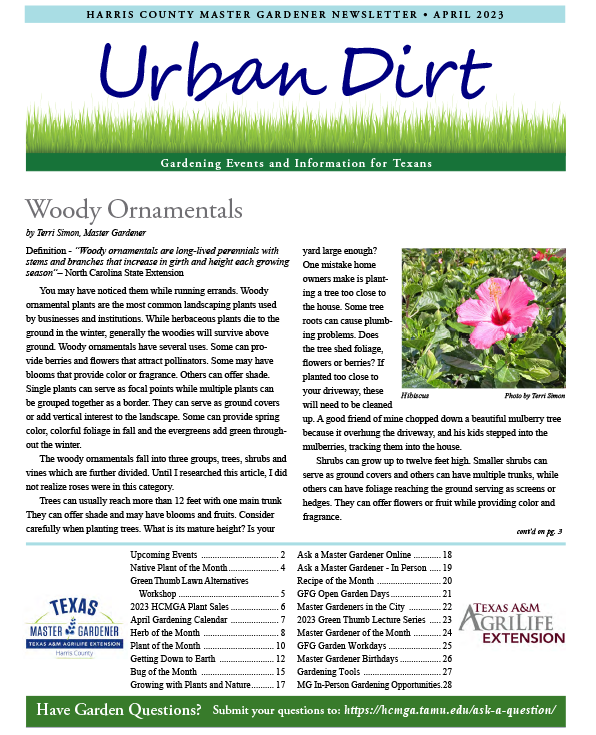 April 2023 Urban Dirt Newsletter Cover