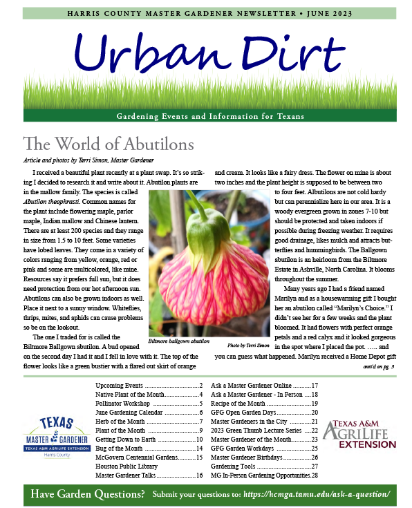 June 2023 Urban Dirt Newsletter Cover